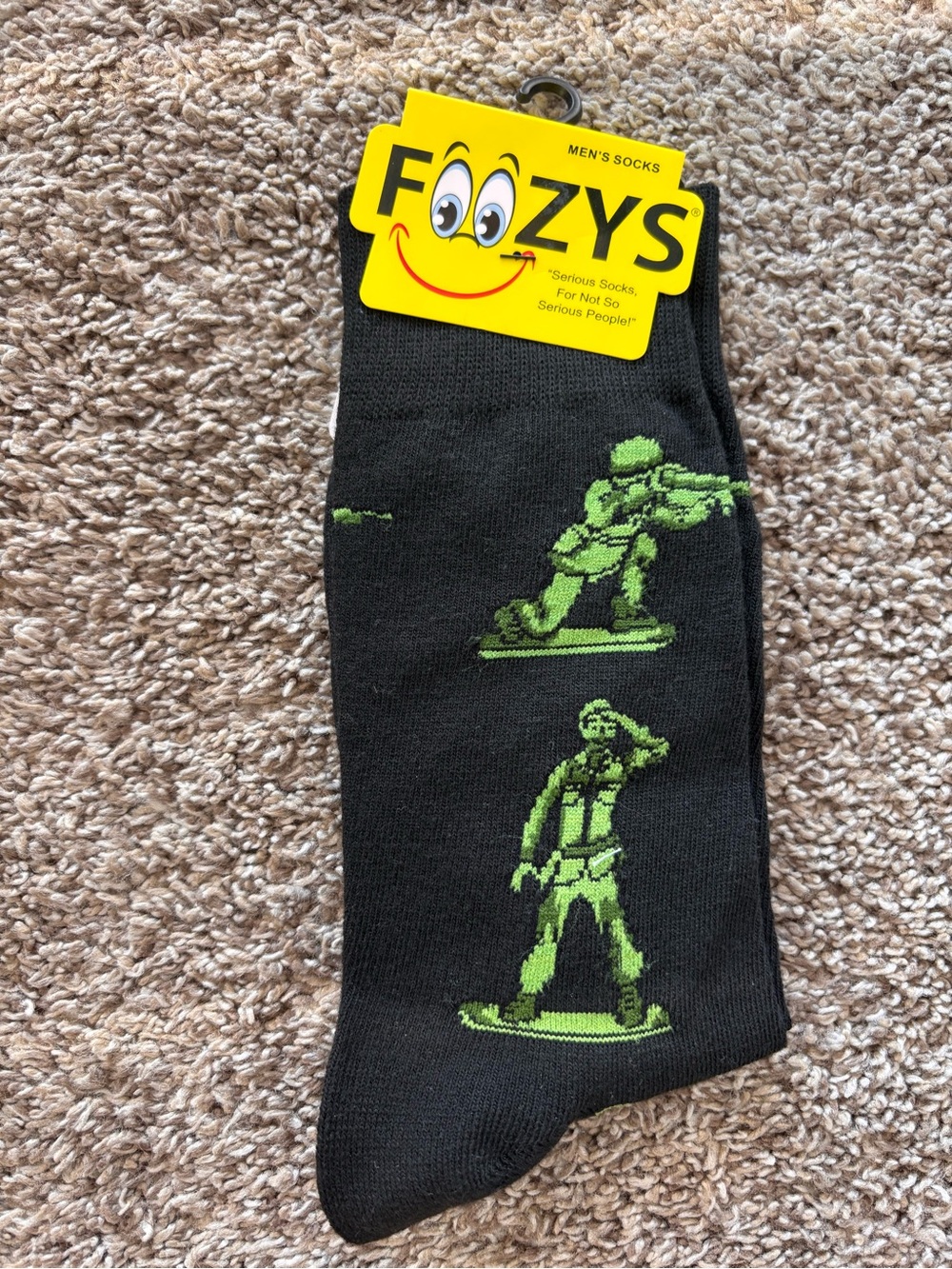 NEW Foozys Unisex Black and Green Toy Soldier Socks Novelty